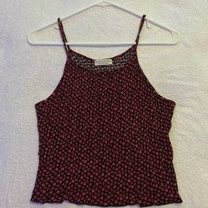 Pink,red,and black textured tank top blouse with bikini straps “non-adjustable”
